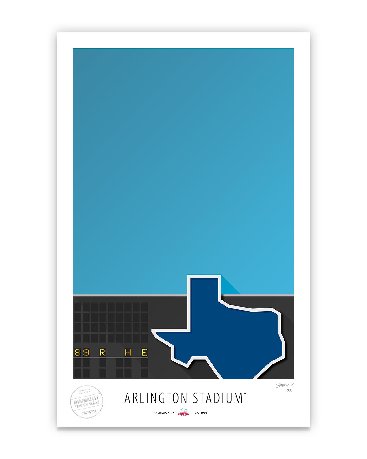 Minimalist Arlington Stadium Texas Rangers - S. Preston – S