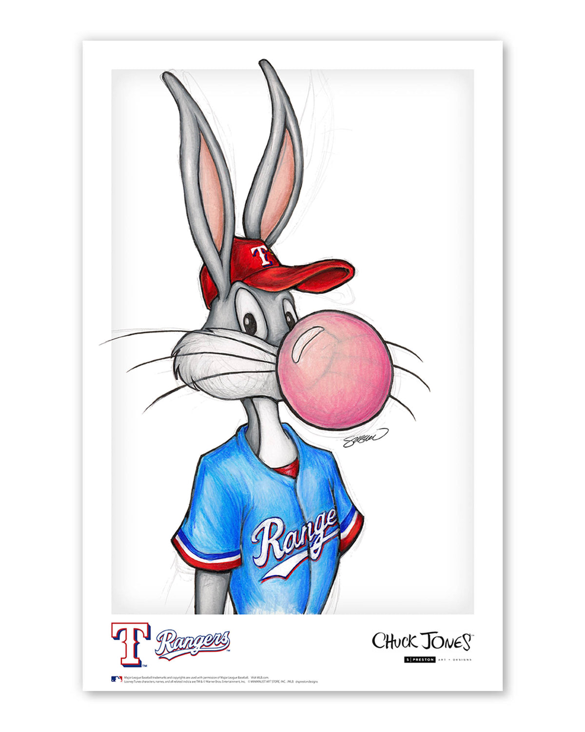 Bubblegum Bugs x MLB Rangers Bugs Bunny Poster Print