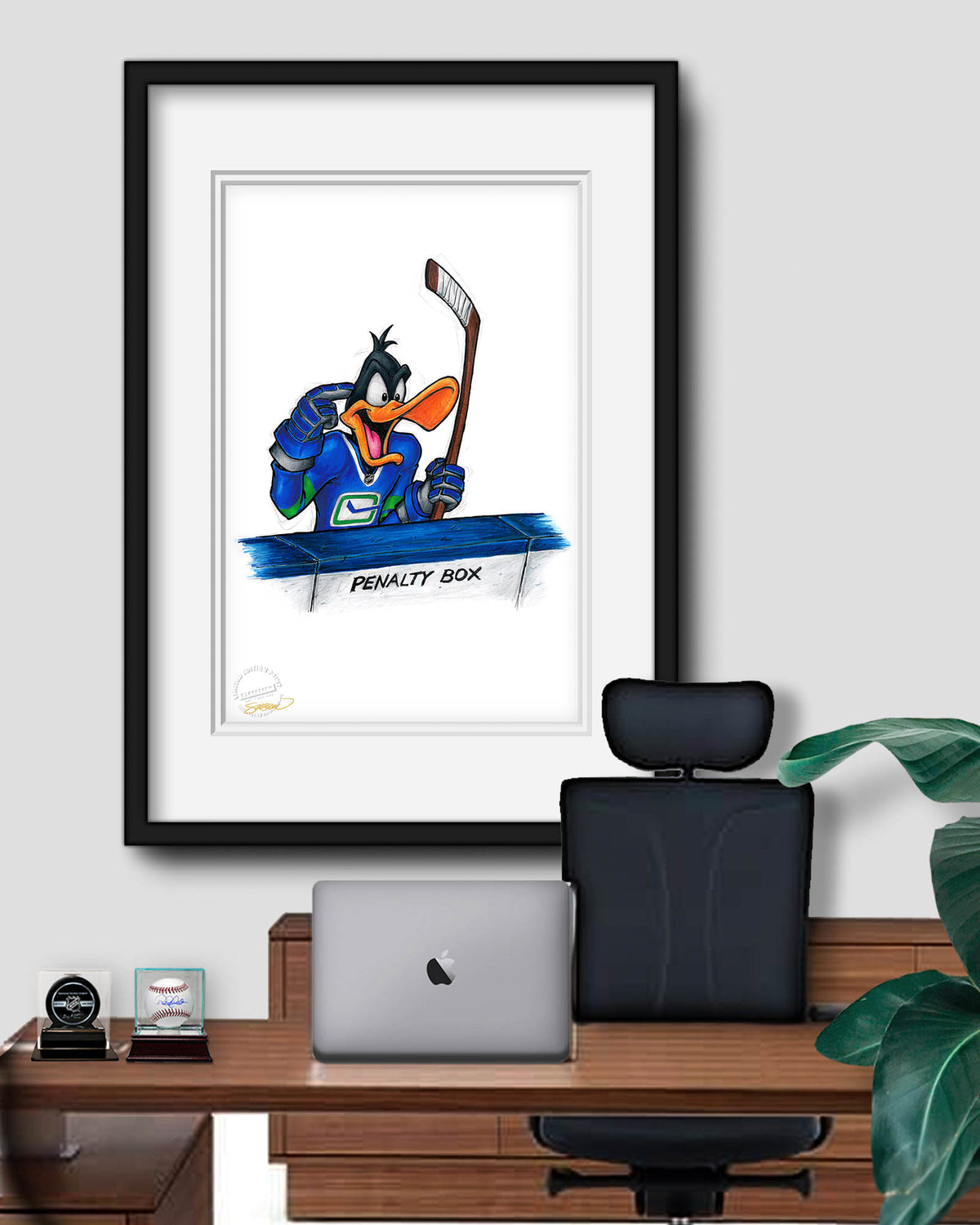 Duck Season Hockey Season x NHL Canucks Daffy Duck Limited Edition Fine Art Print