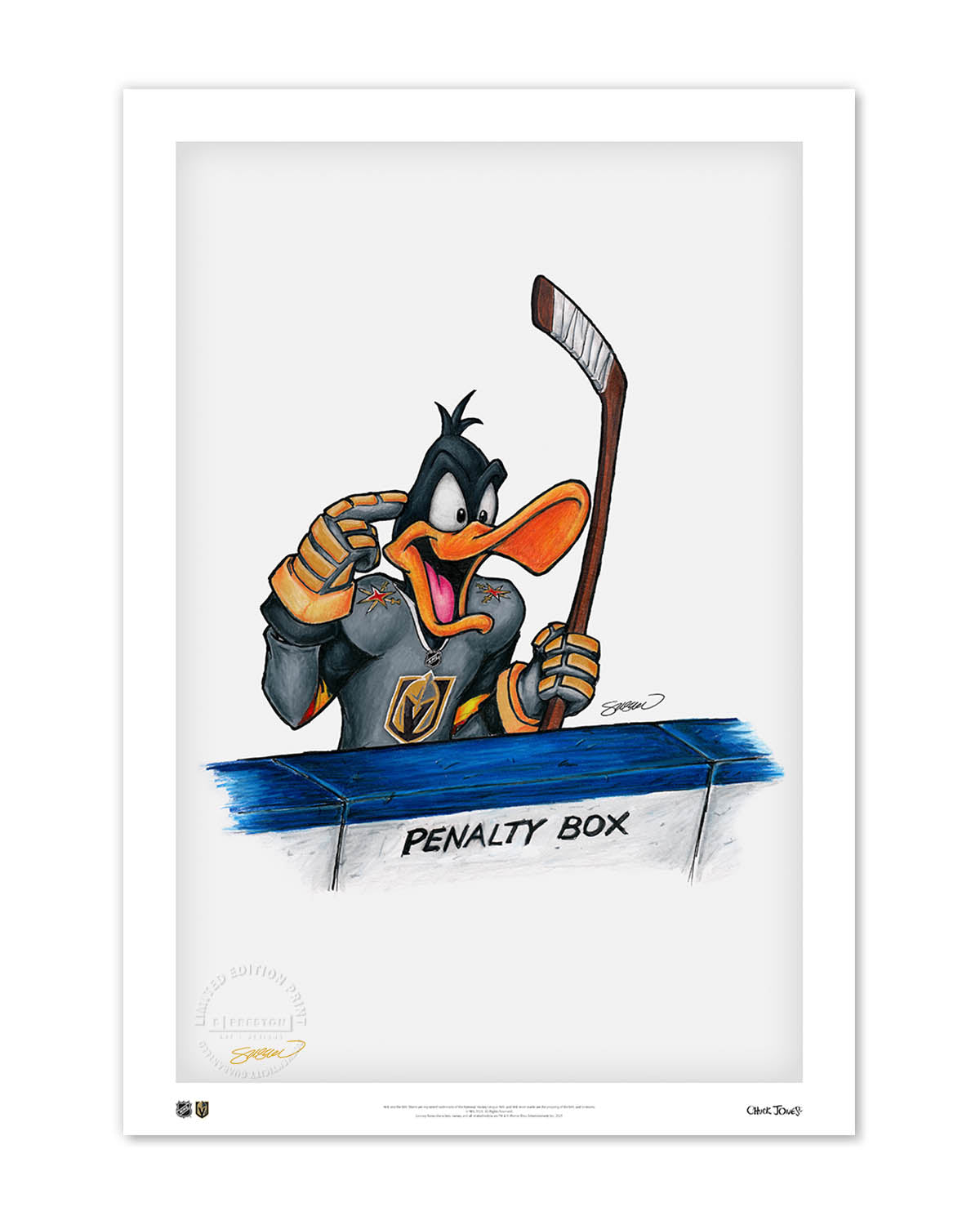 Duck Season Hockey Season x NHL Golden Knights Daffy Duck Limited Edition Fine Art Print