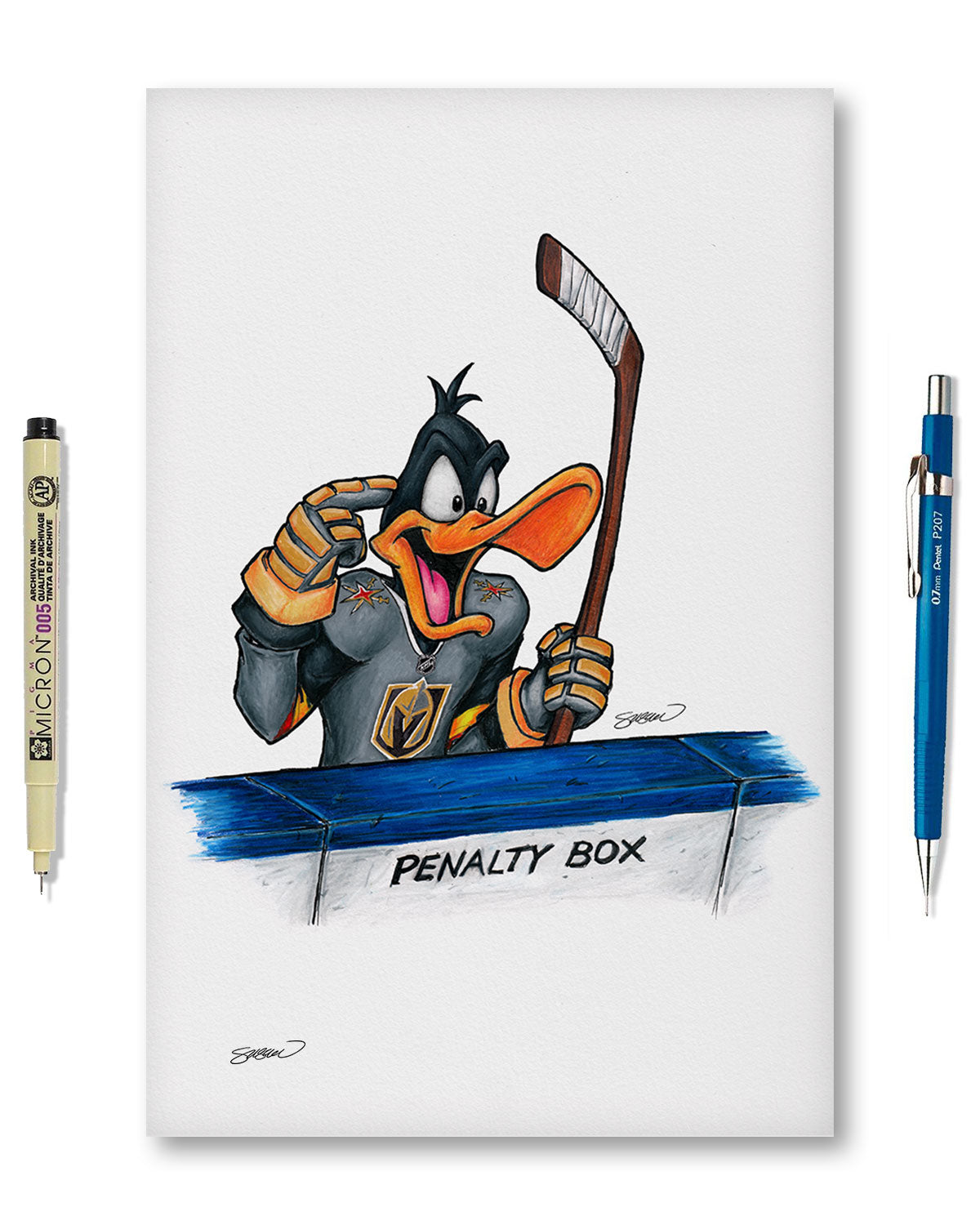 Duck Season Hockey Season x NHL Golden Knights Daffy Duck Limited Edition Fine Art Print