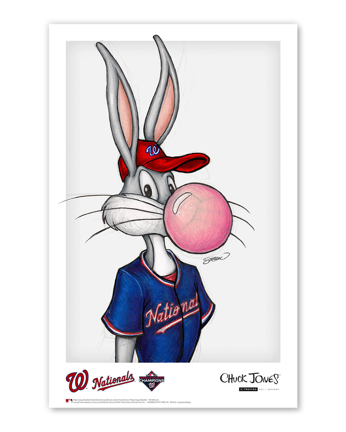 Bubblegum Bugs x MLB Nationals Bugs Bunny Poster Print