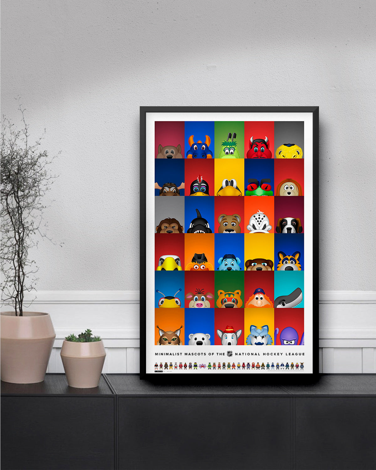 Minimalist All NHL Mascots Poster Print National Hockey League - S Preston