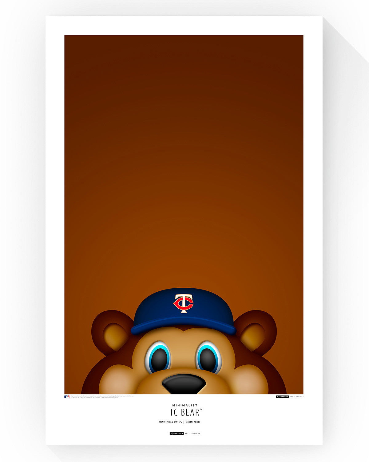 Minimalist T.C. Bear Poster - MLB Licensed Baseball Art