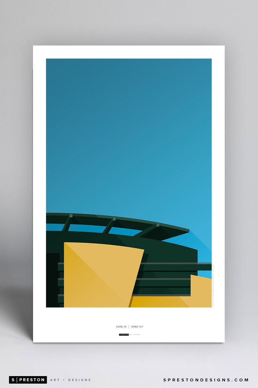 Minimalist Autzen Stadium Poster Print - University of Oregon - S. Preston Art + Designs