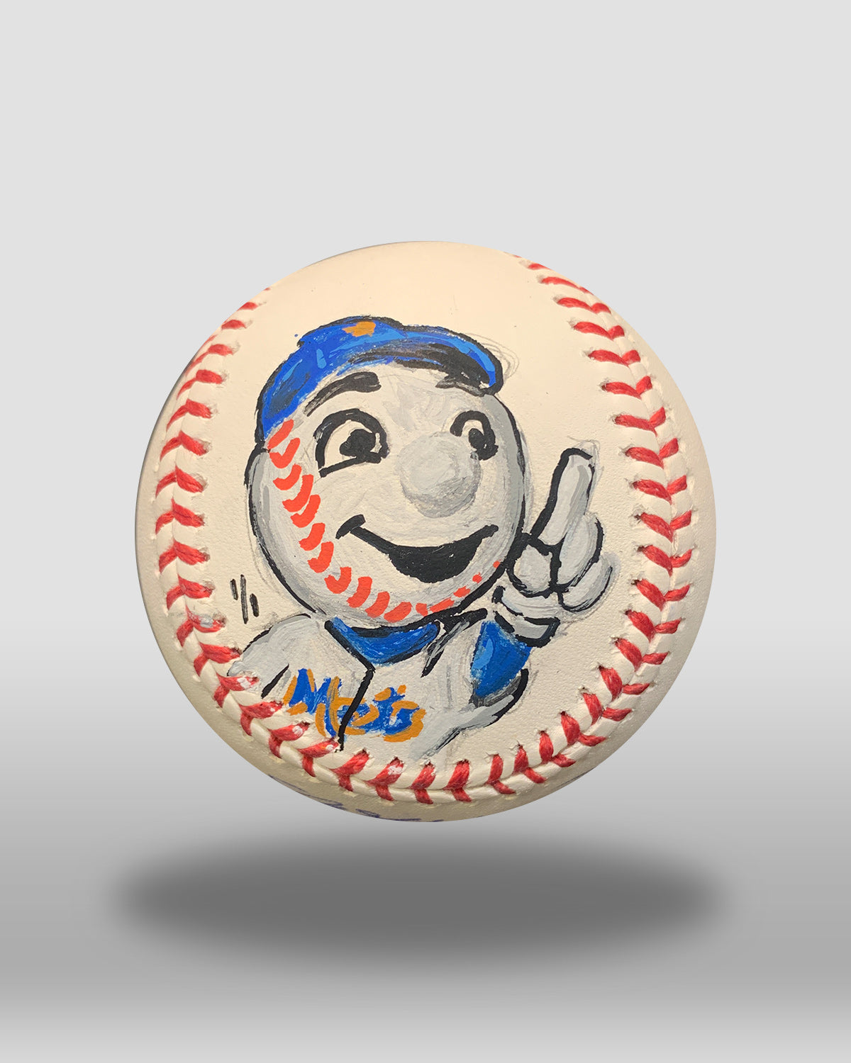 Mr. Met Hand-Painted Baseball Art