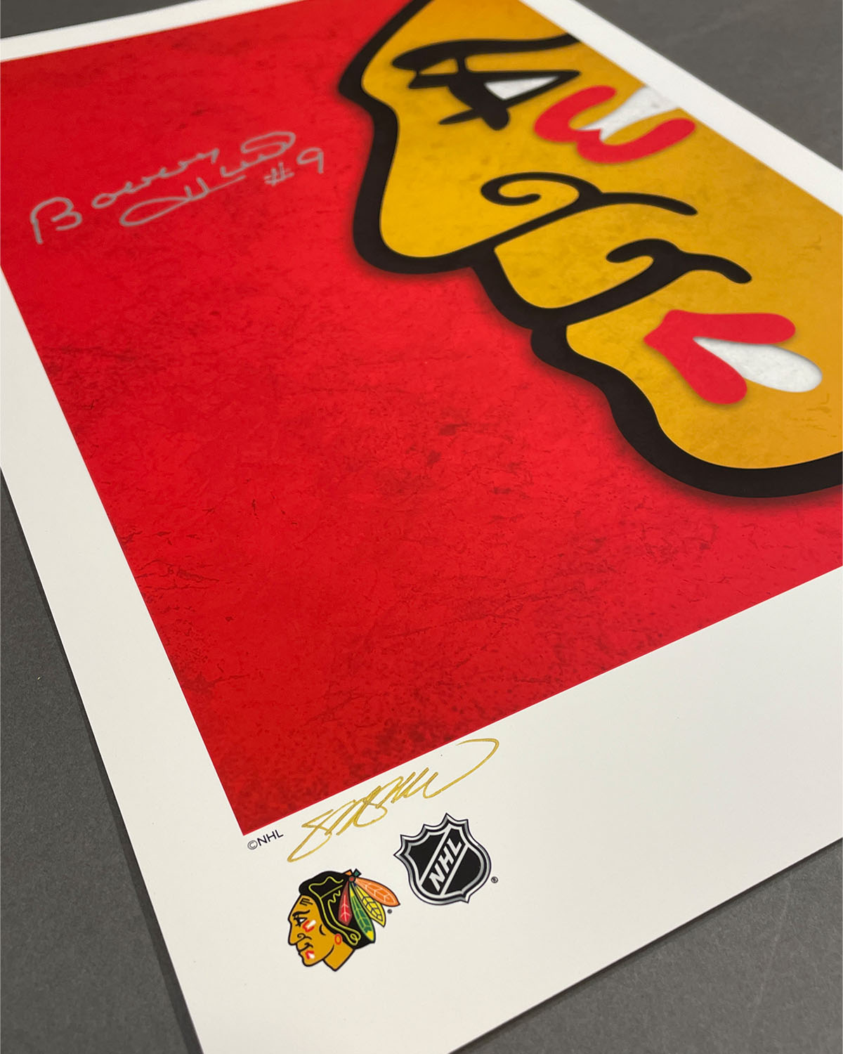 Minimalist Blackhawks Logo - Bobby Hull Autographed - Poster Print - Authenticated