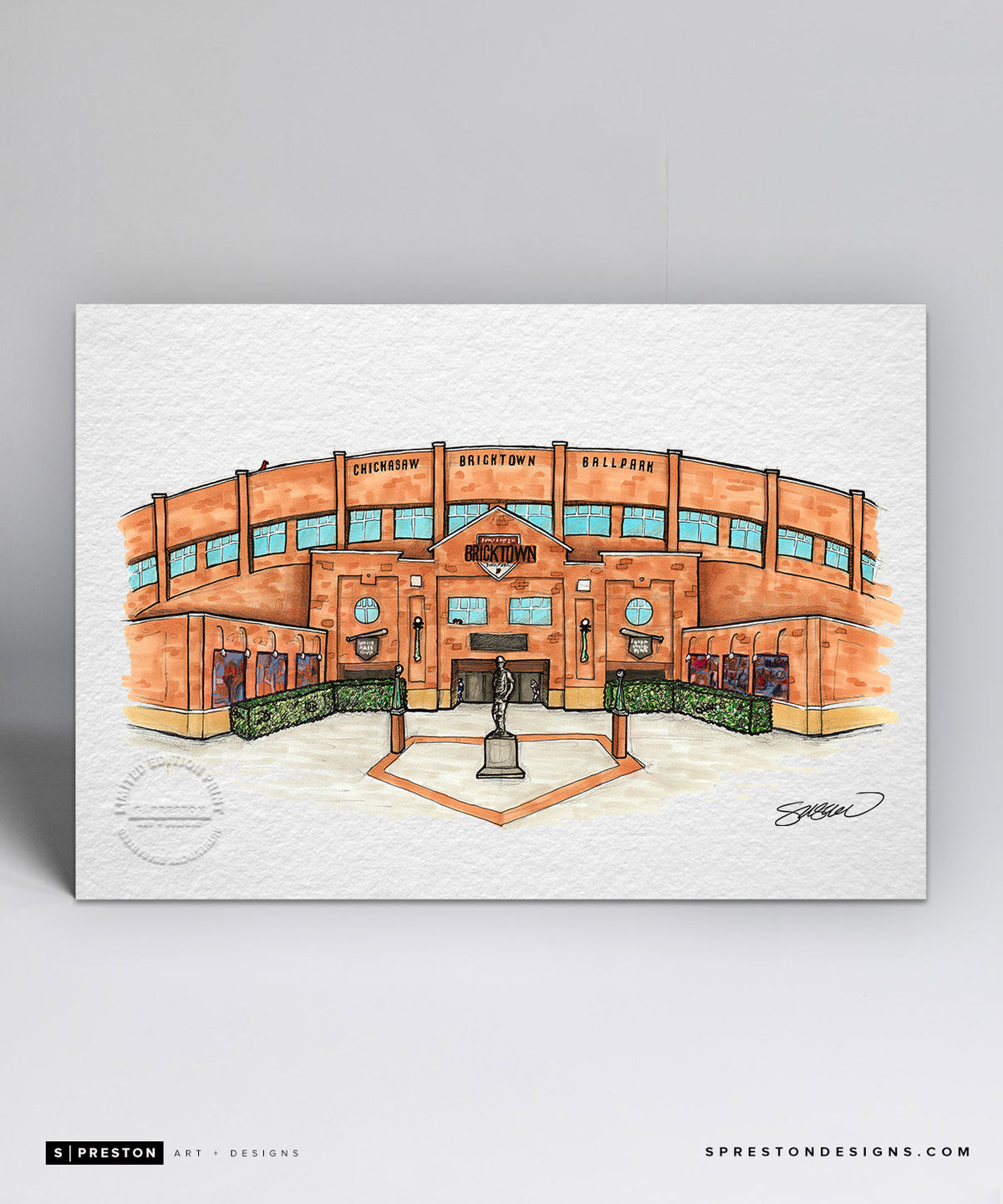 Chickasaw Bricktown Ballpark Sketch Illustration - Oklahoma City Limited Edition - Florida State University - S. Preston Art + Designs