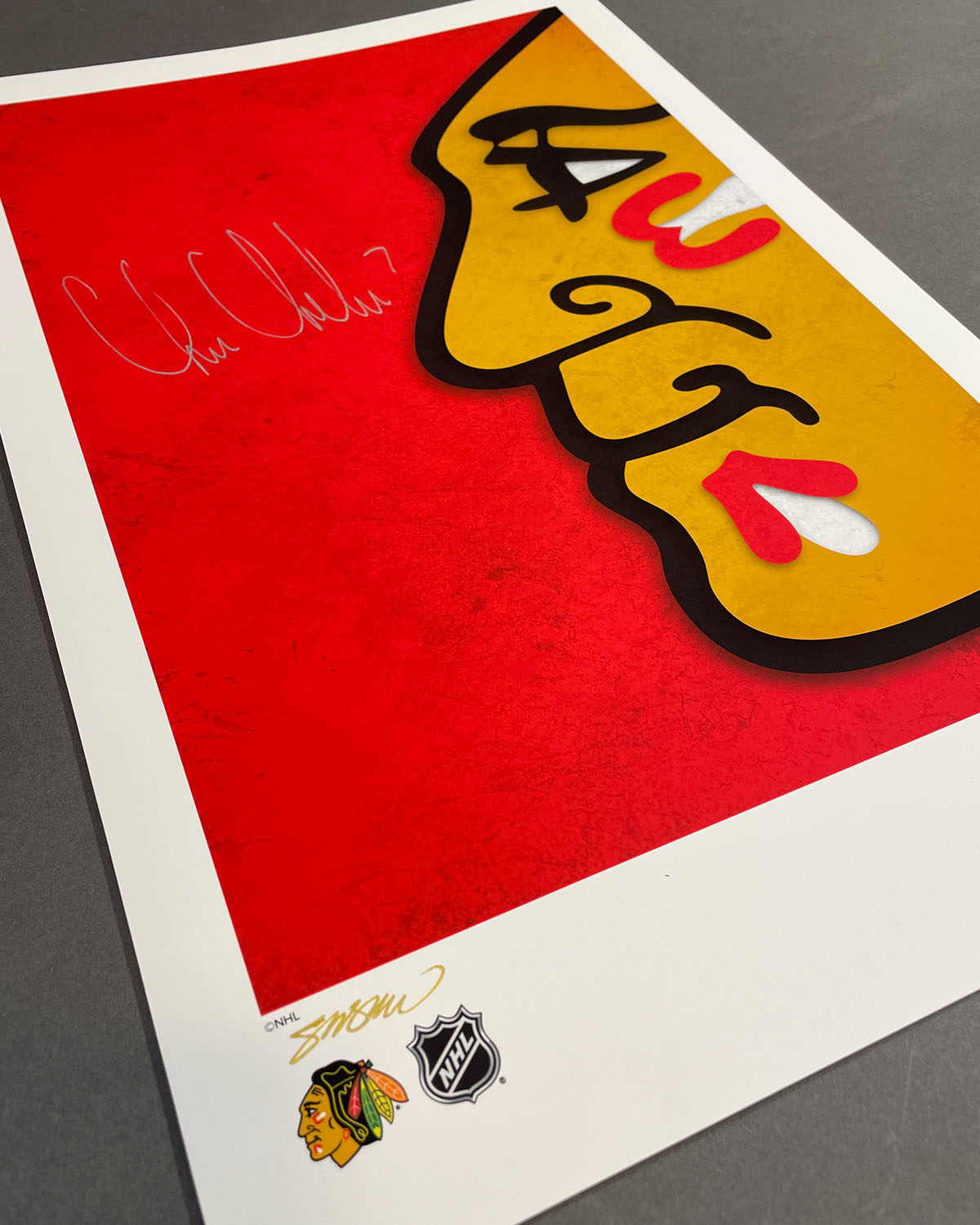Minimalist Blackhawks Logo - Chris Chelios Autographed - Poster Print - Authenticated