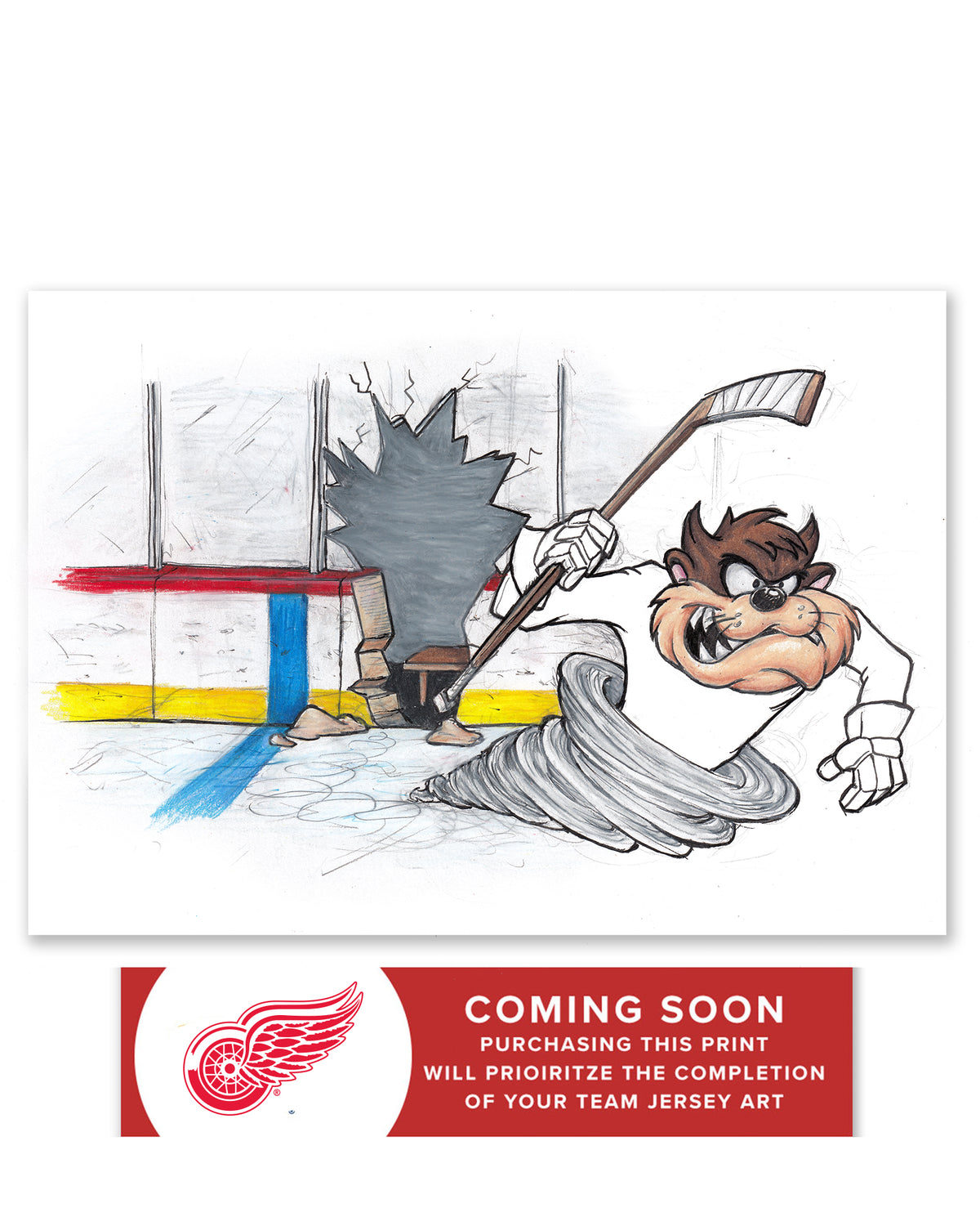 Tazmanian Line Change x NHL Red Wings Tazmanian Devil Limited Edition Fine Art Print