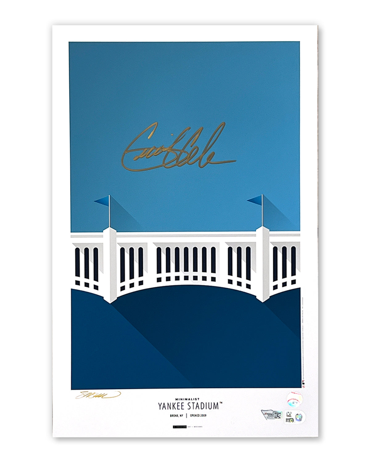 Minimalist Yankee Stadium - Gerrit Cole Autographed - Poster Print - MLB Authenticated