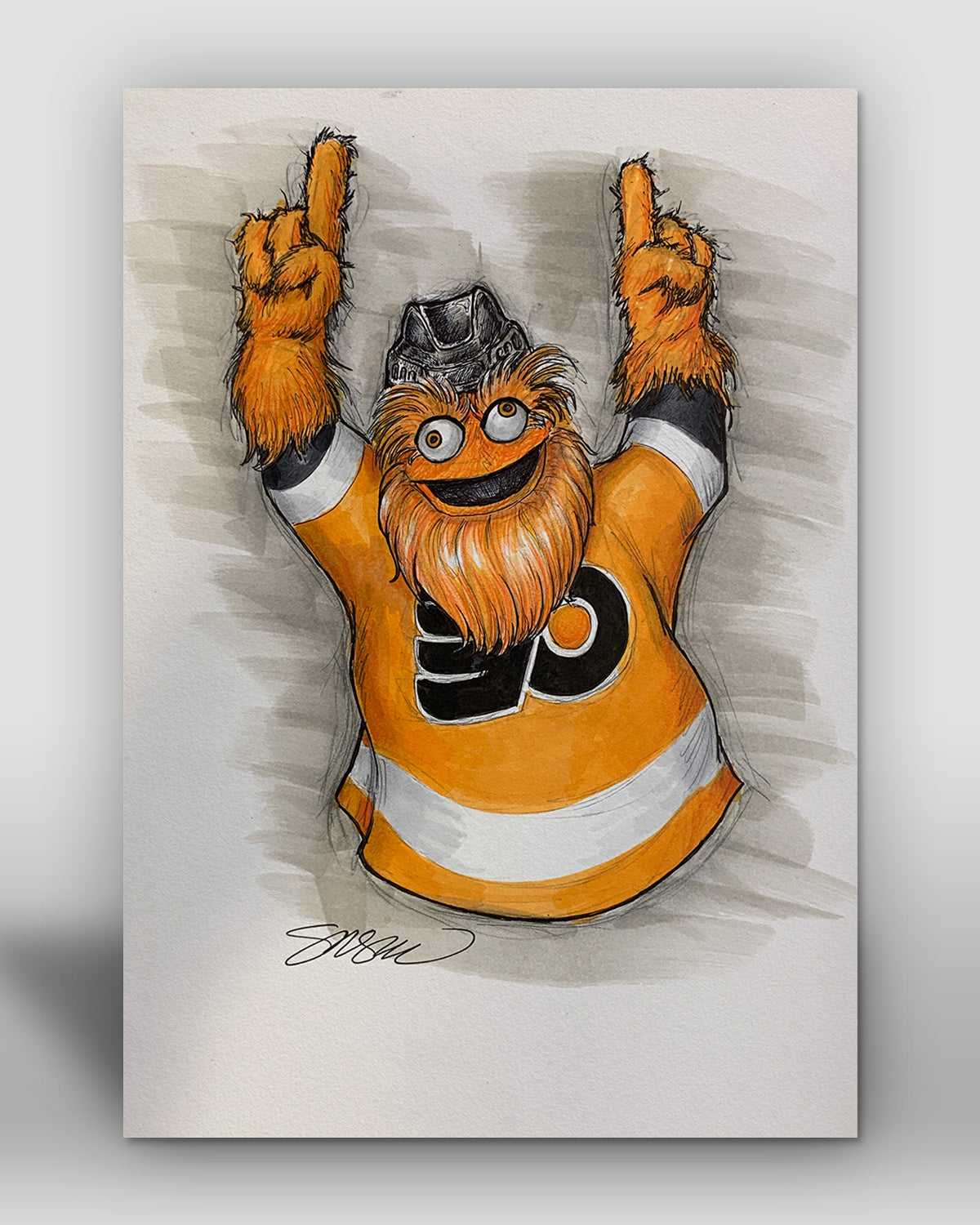 Draw Gritty Gritty Mascot Sketch Original Art – S. Preston Art + Designs