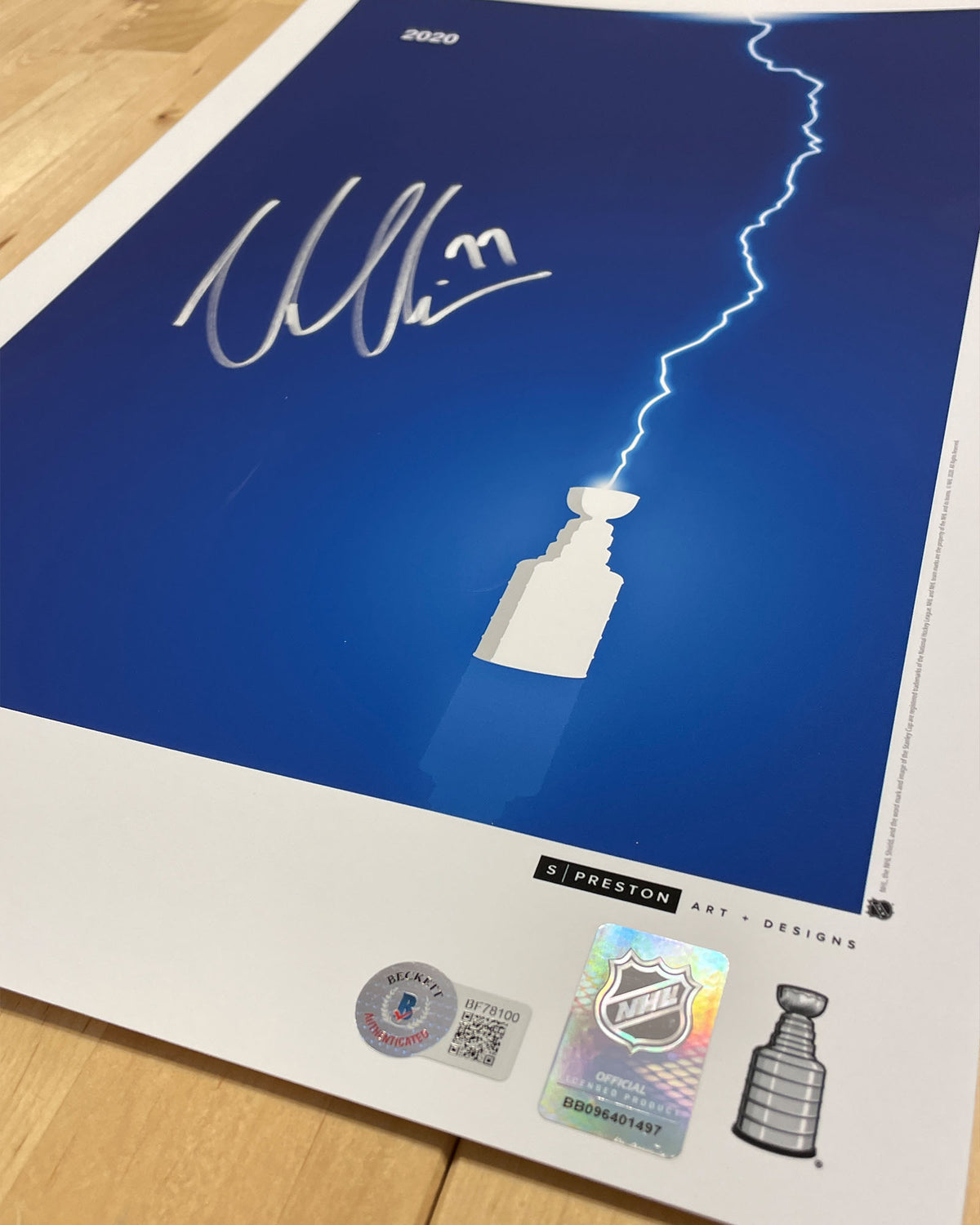 Minimalist Stanley Cup 2020 Poster Print - Victor Hedman Signed - Beckett Authenticated