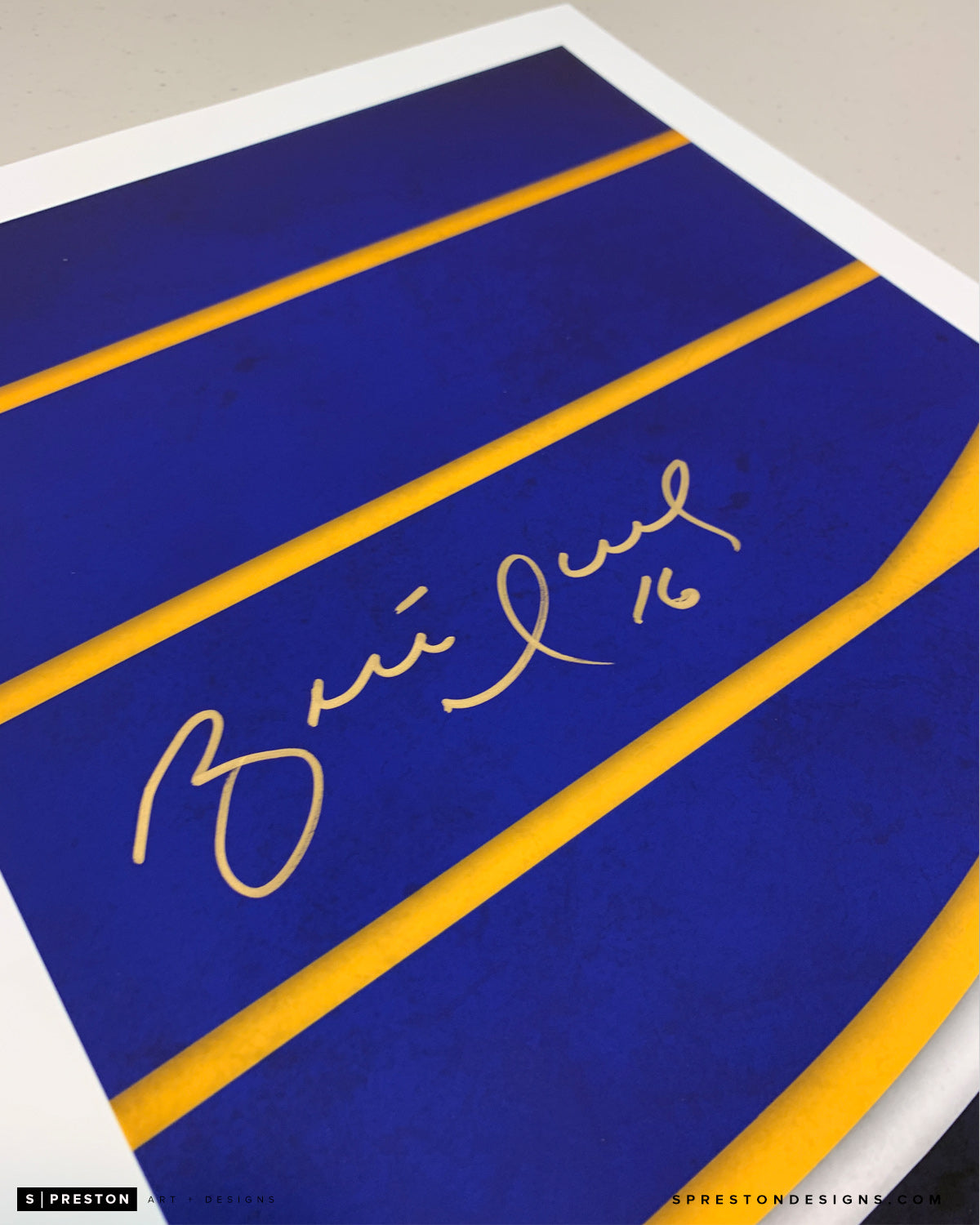 Minimalist St. Louis Blues Logo Art Poster - Brett Hull Signed