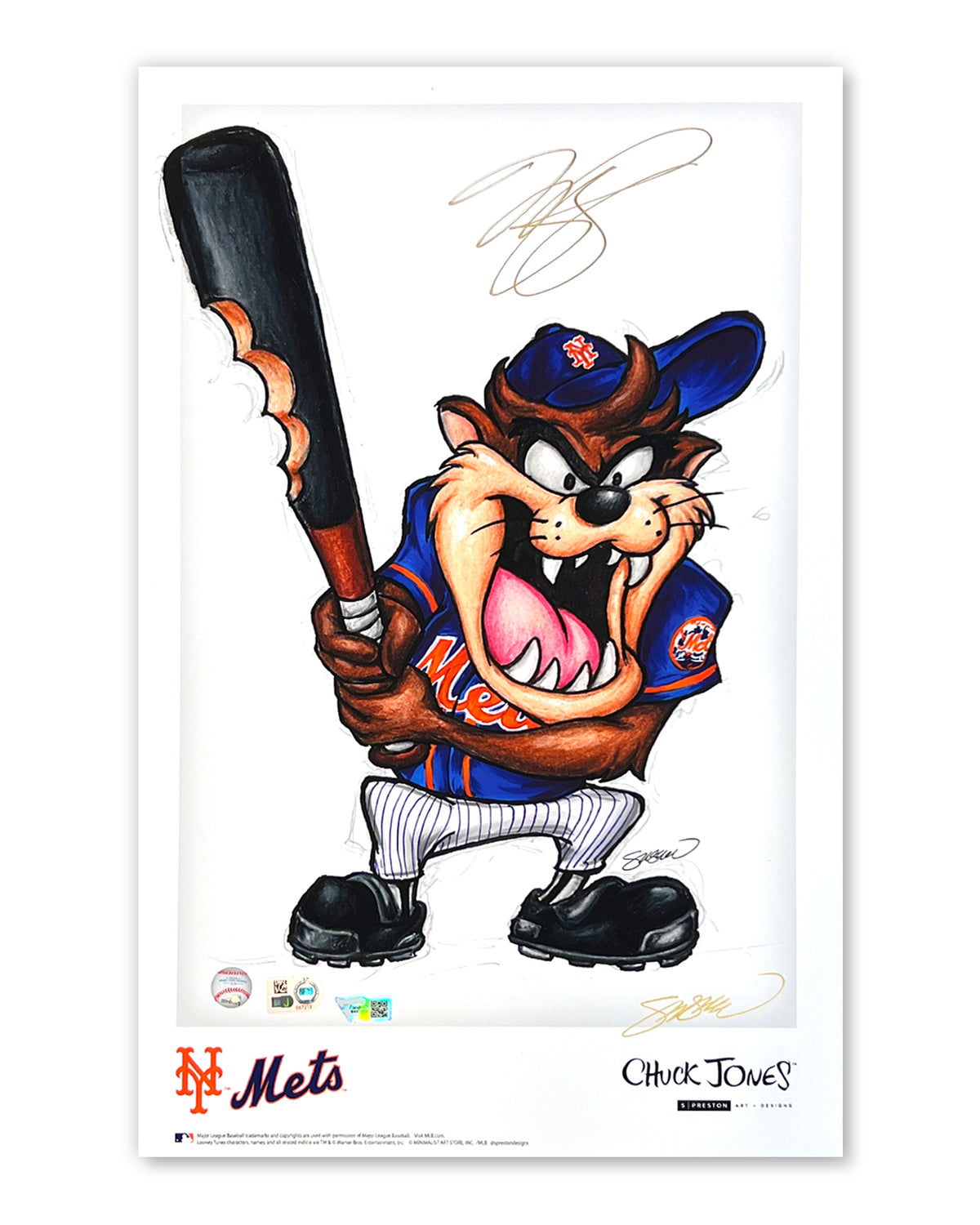 Taz On Deck - Mike Piazza Autographed - Poster Print - MLB Authenticated