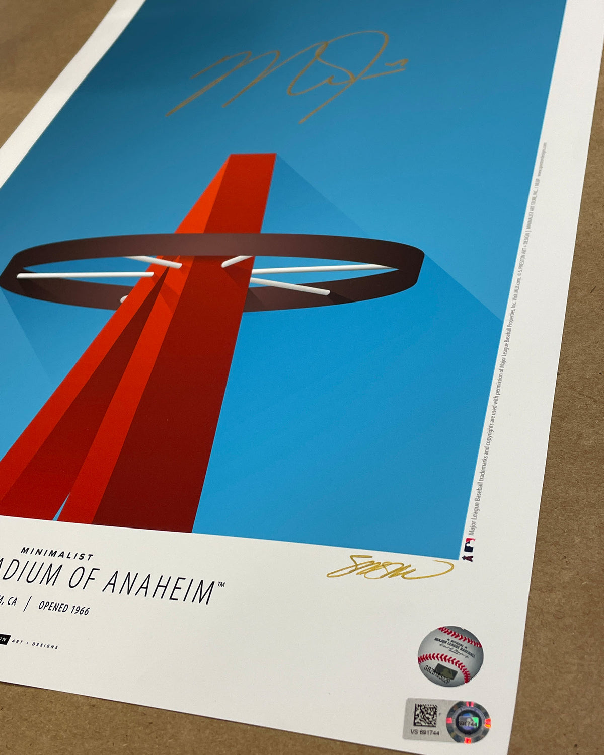 Minimalist Angel Stadium - Mike Trout Autographed - Poster Print - MLB Authenticated