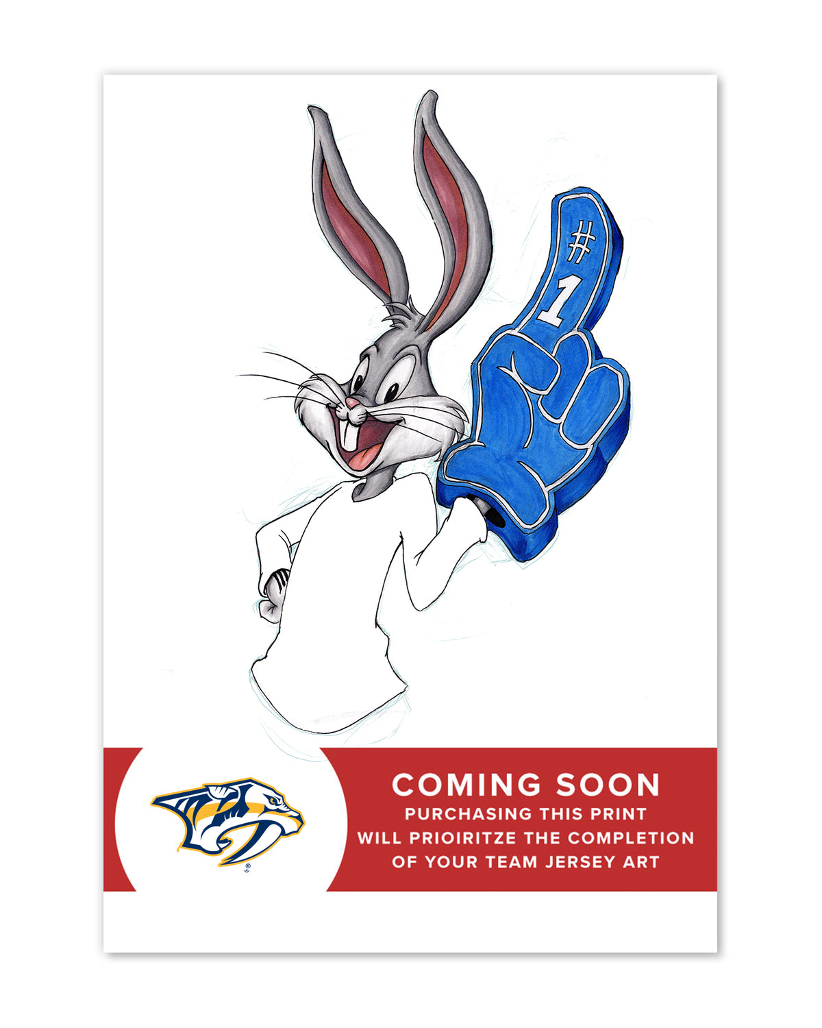 Rabbit Hockey Fan x NHL Predators Bugs Bunny Limited Edition Fine Art Print