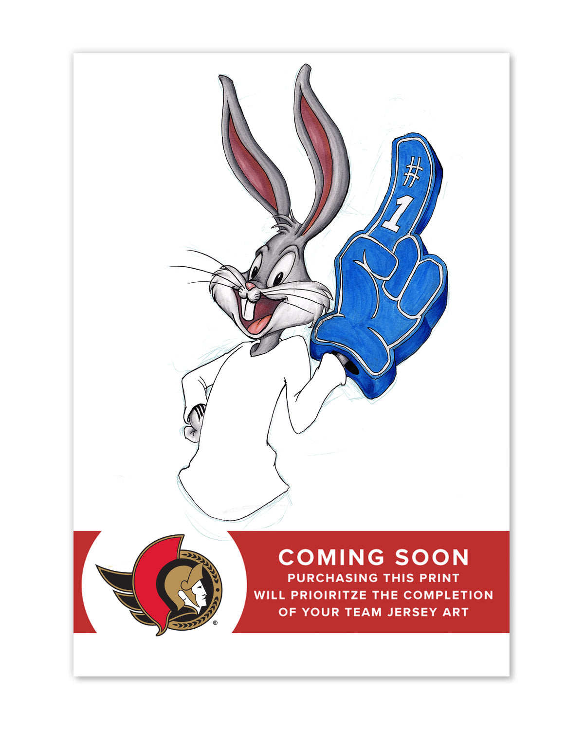 Rabbit Hockey Fan x NHL Senators Bugs Bunny Limited Edition Fine Art Print