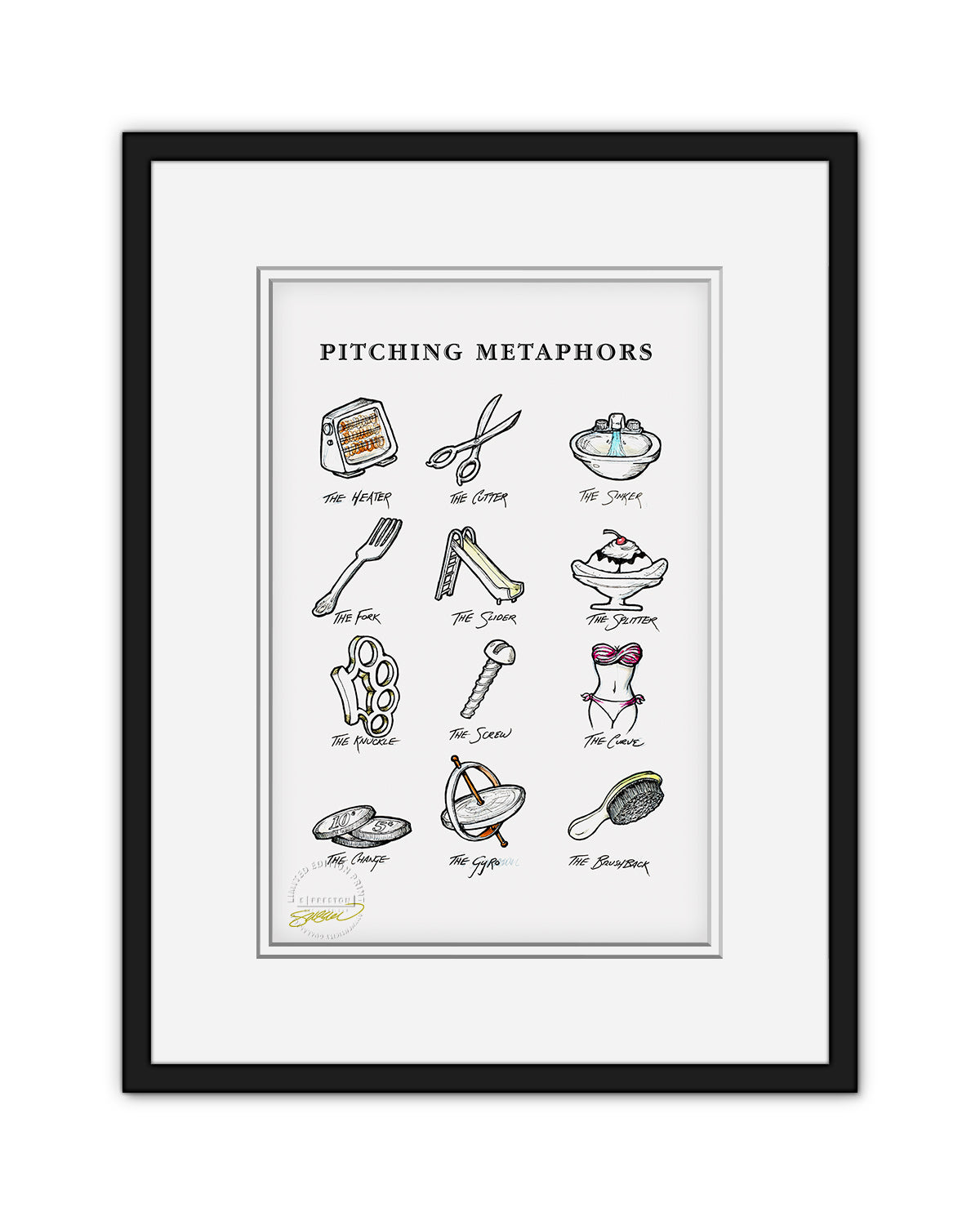 Pitching Metaphors Sketch Print