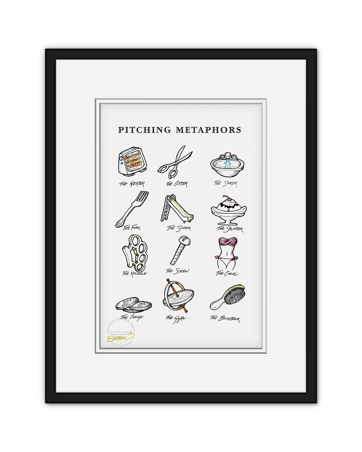 Pitching Metaphors Sketch Print – S. Preston Art + Designs