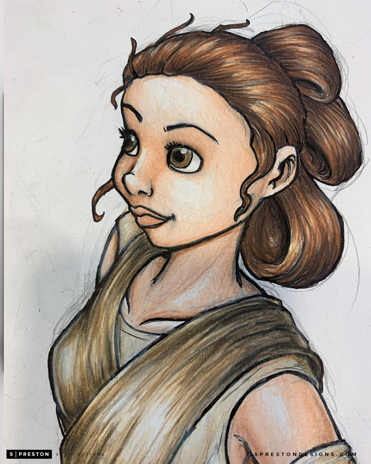 Jakku Jedi - Rey Star Wars Original Art - Daisy Ridley Autographed - Authenticated