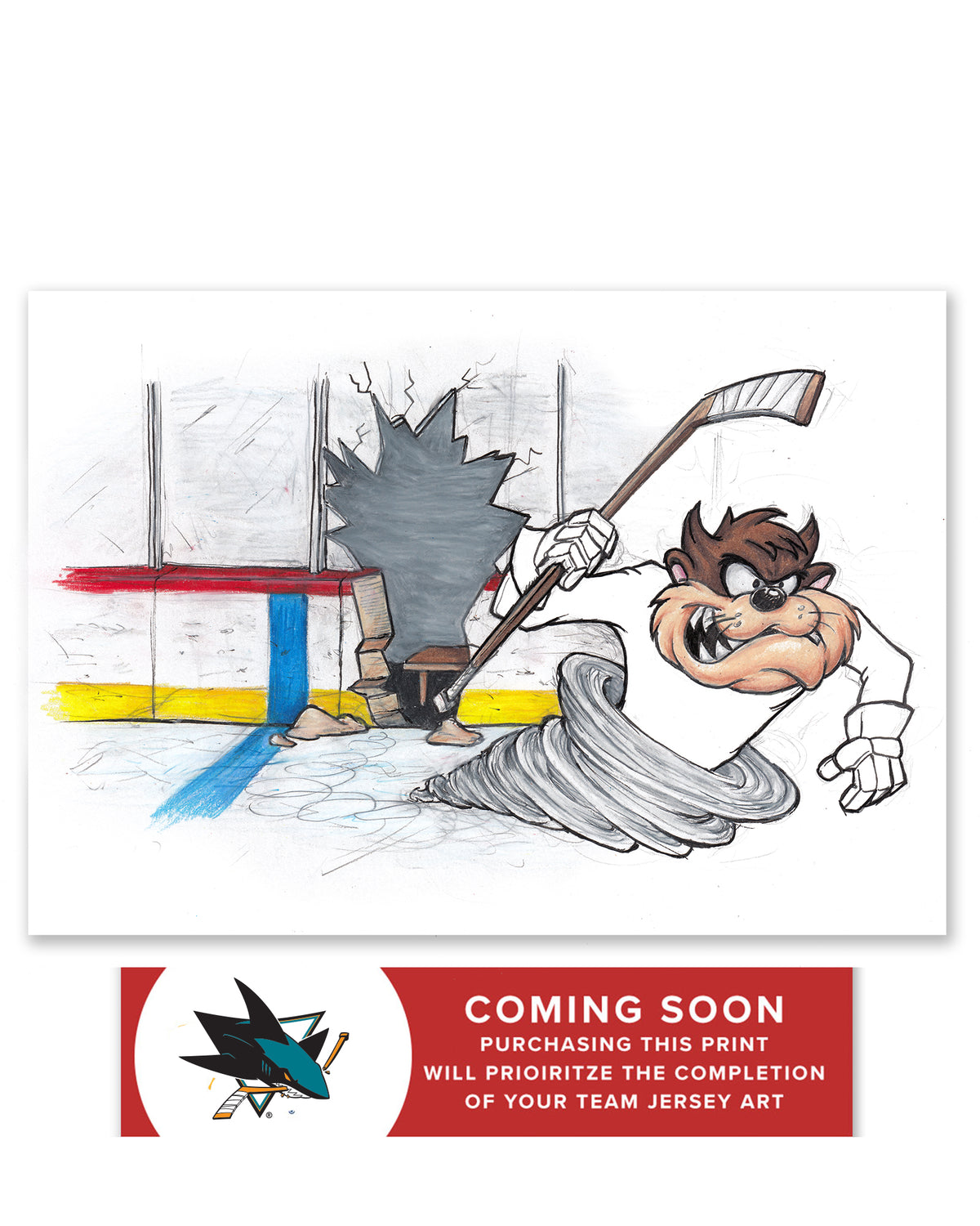 Tazmanian Line Change x NHL Sharks Tazmanian Devil Limited Edition Fine Art Print