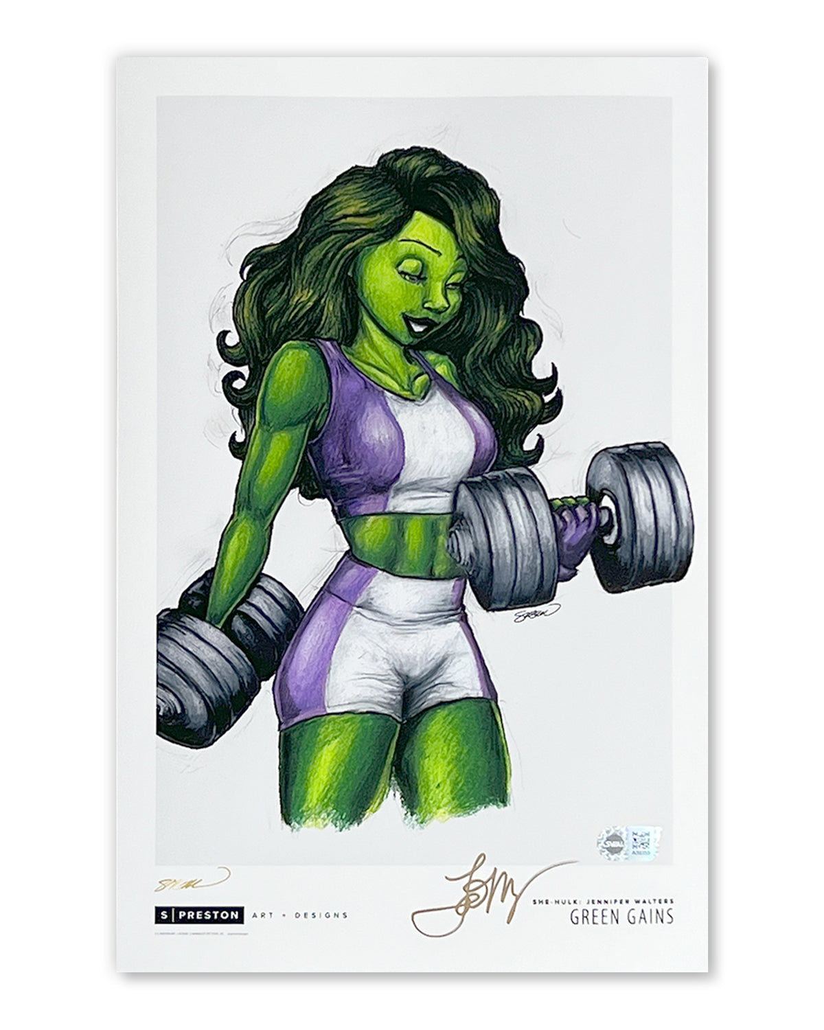 Green Gains - She-Hulk Tatiana Maslany Autographed Sketch Poster Print- Authenticated