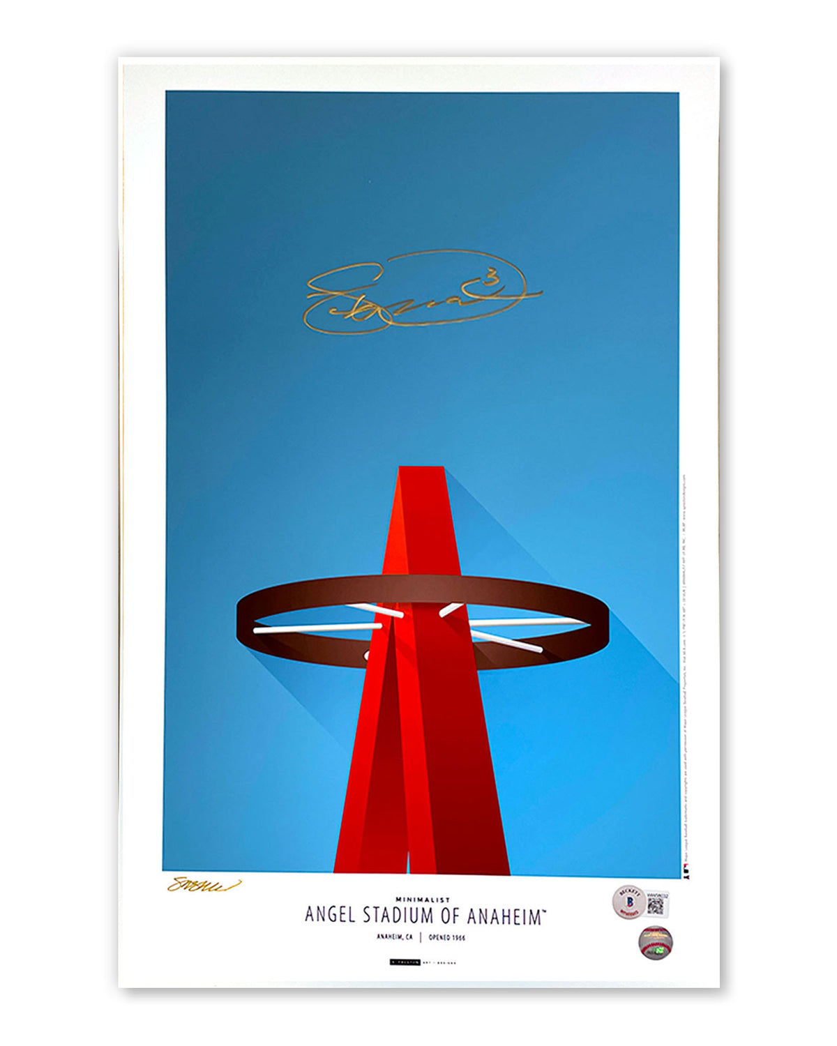 Minimalist Angel Stadium - Taylor Ward Autographed - Poster Print - Beckett Authenticated