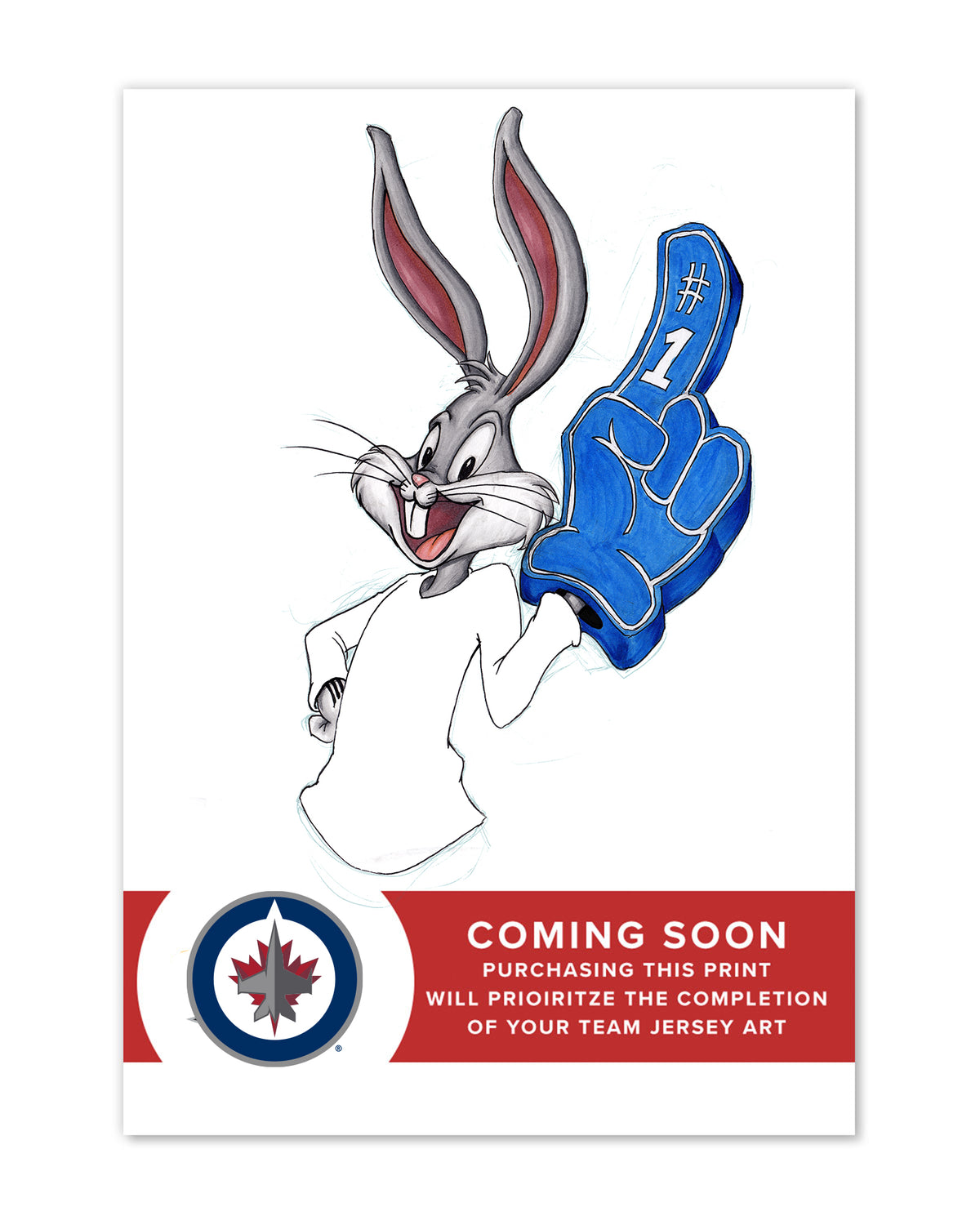 Rabbit Hockey Fan x NHL Jets Bugs Bunny Limited Edition Fine Art Print