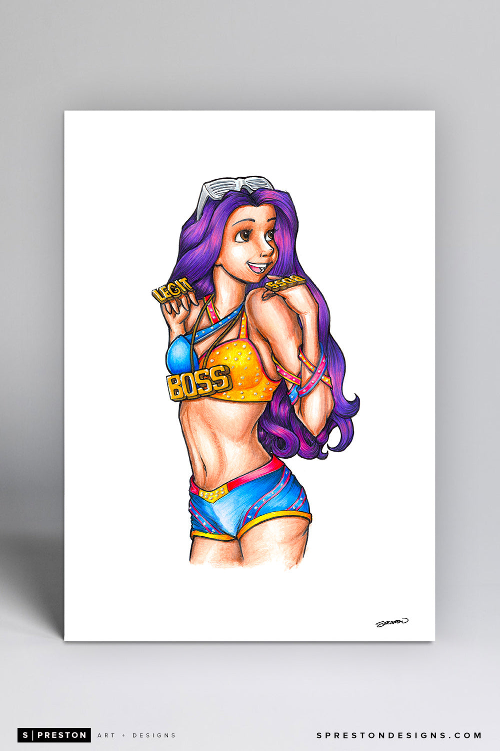 Sasha Banks - Total Disney Diva Art Print Ballpark Princess - WWE - S. Preston Art + Designs